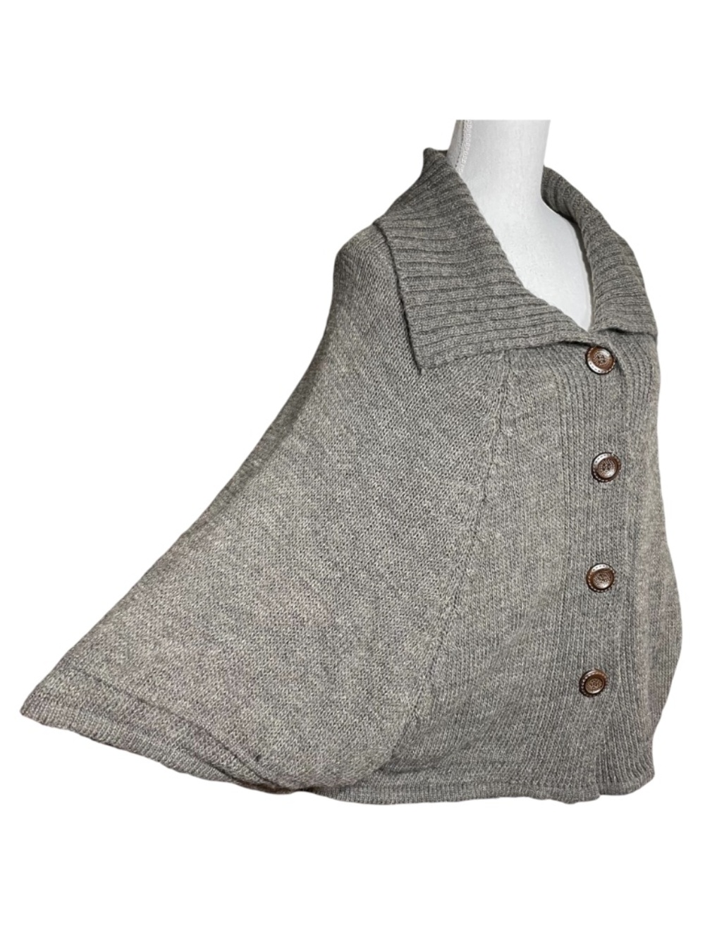 Mohair Wool Cape Sweater XL OS Cardigan Cloak Brown Taupe Lagenlook Italy